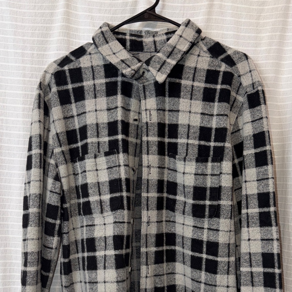 Black and White Plaid Button-Up Shirt